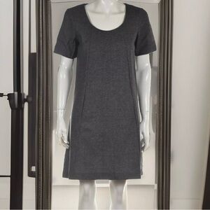 Theory Salia Womens Dress Sz 2 Gray  Shift Above Knee Pockets Short Sleeve‎ Wool